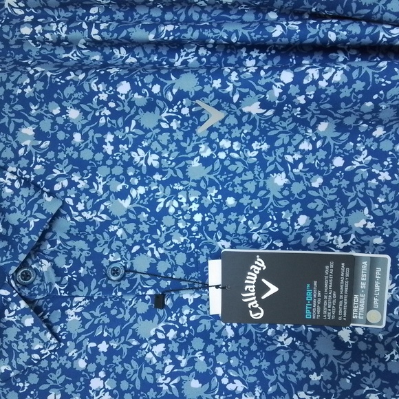Callaway Opti Dri Stretch UPF Polo Golf Shirt Galaxy Blue Size XXL NWT - Picture 2 of 7